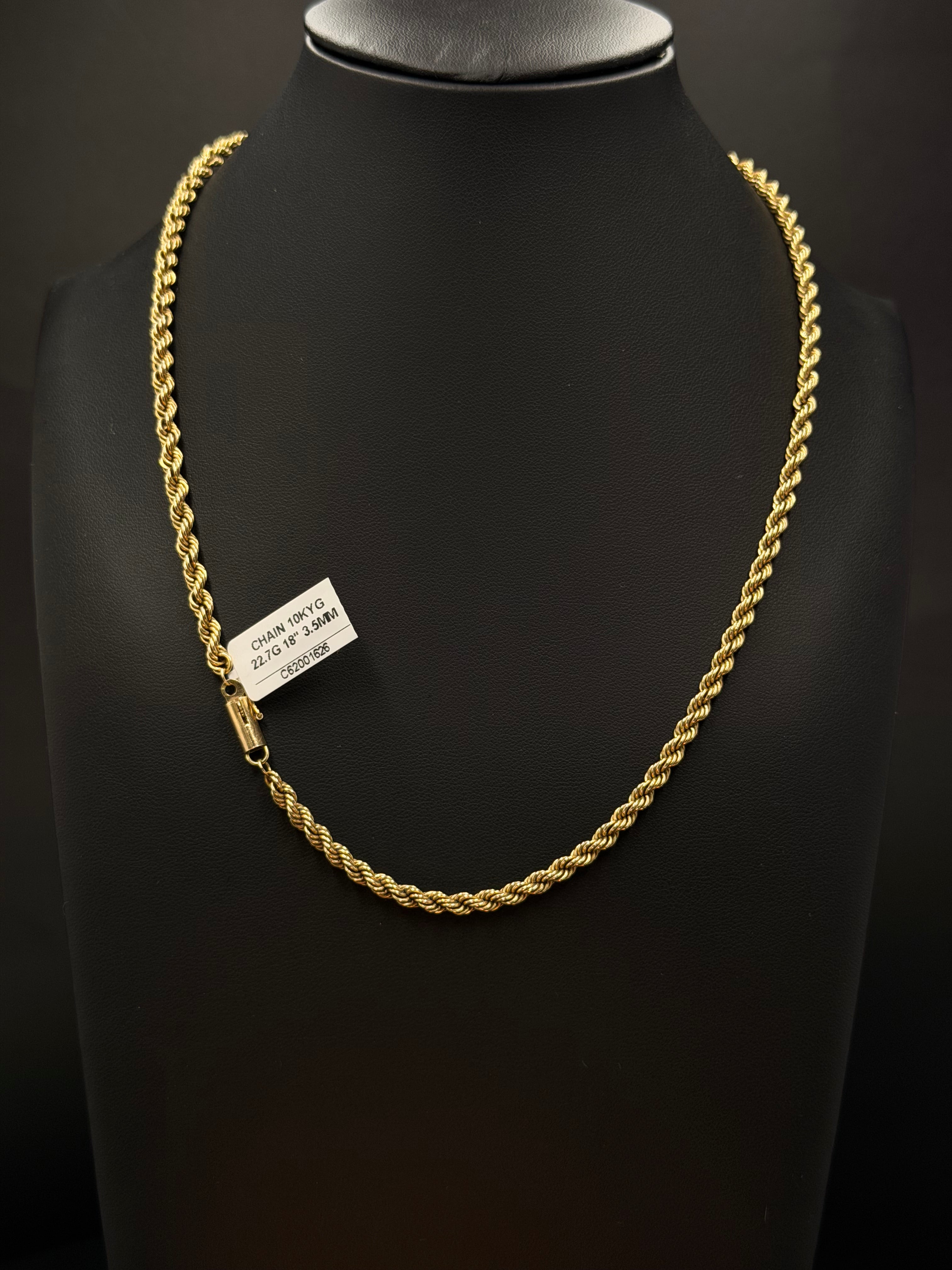 10K Yellow Gold Rope Chain – 22.7 Grams