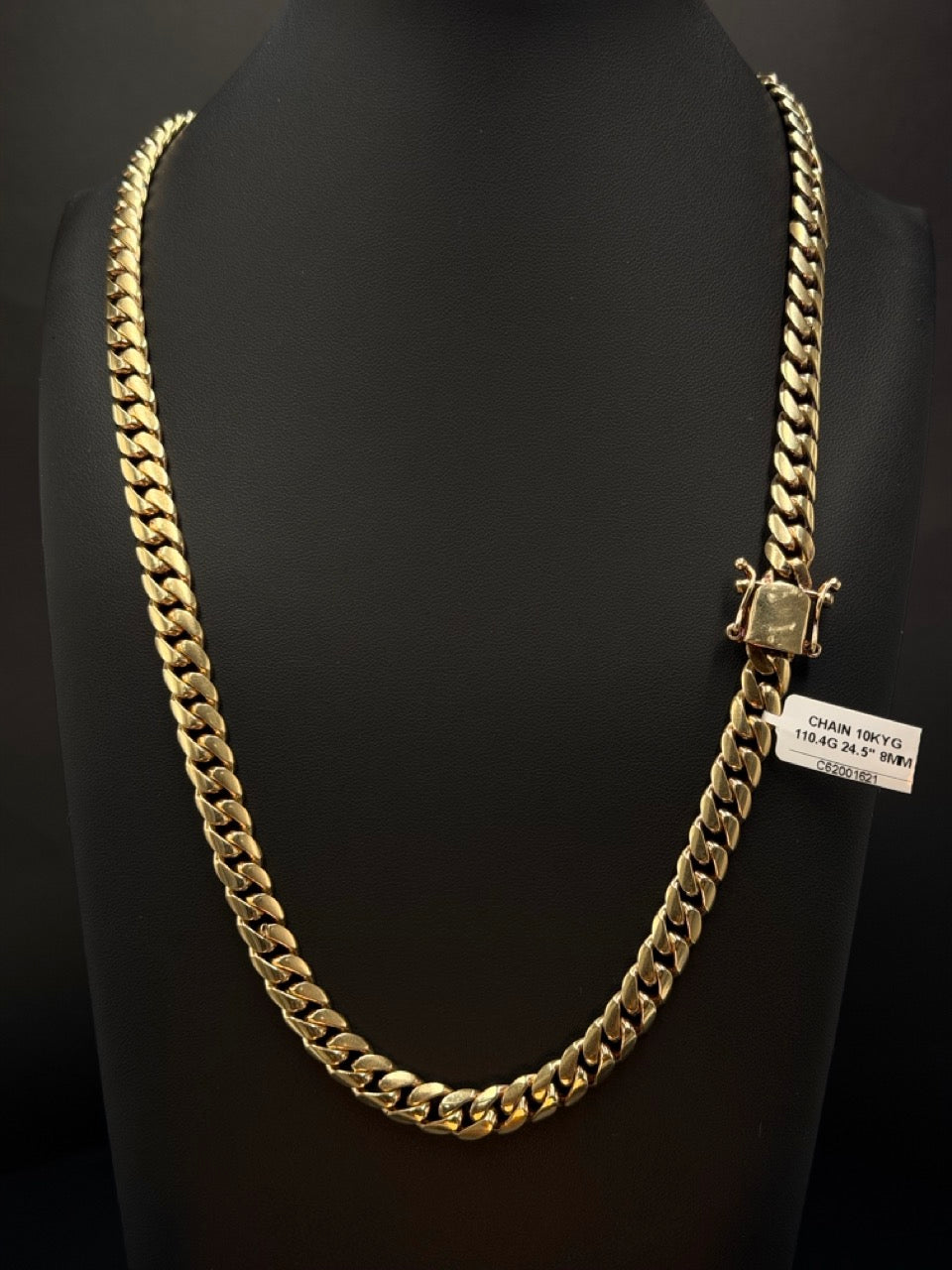 10K Yellow Gold Miami Cuban Link Chain 24.5” 8mm 110.4 Grams