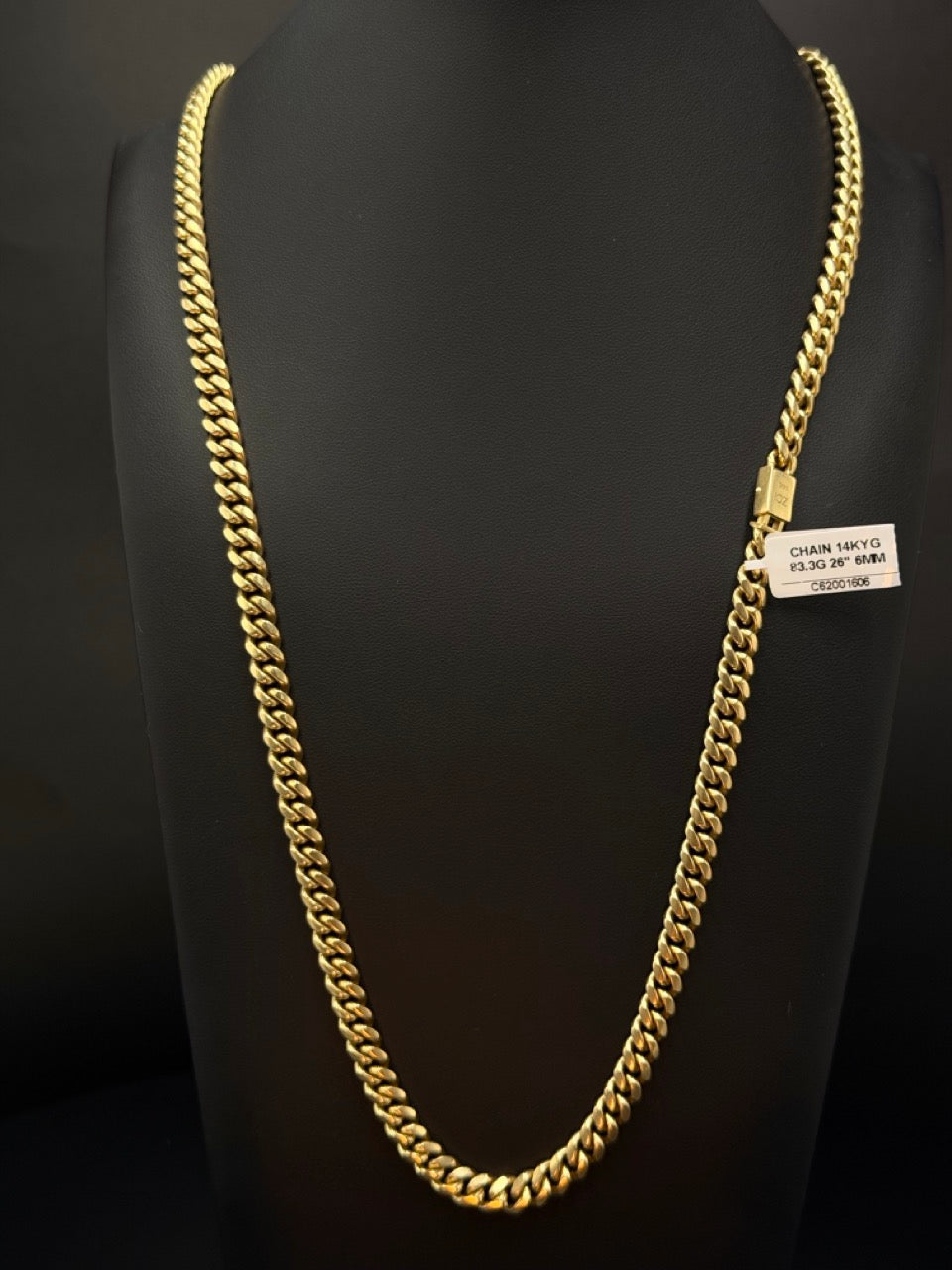 14K Gold Miami Cuban Link Chain 26 Inch 6mm 83.3 Grams