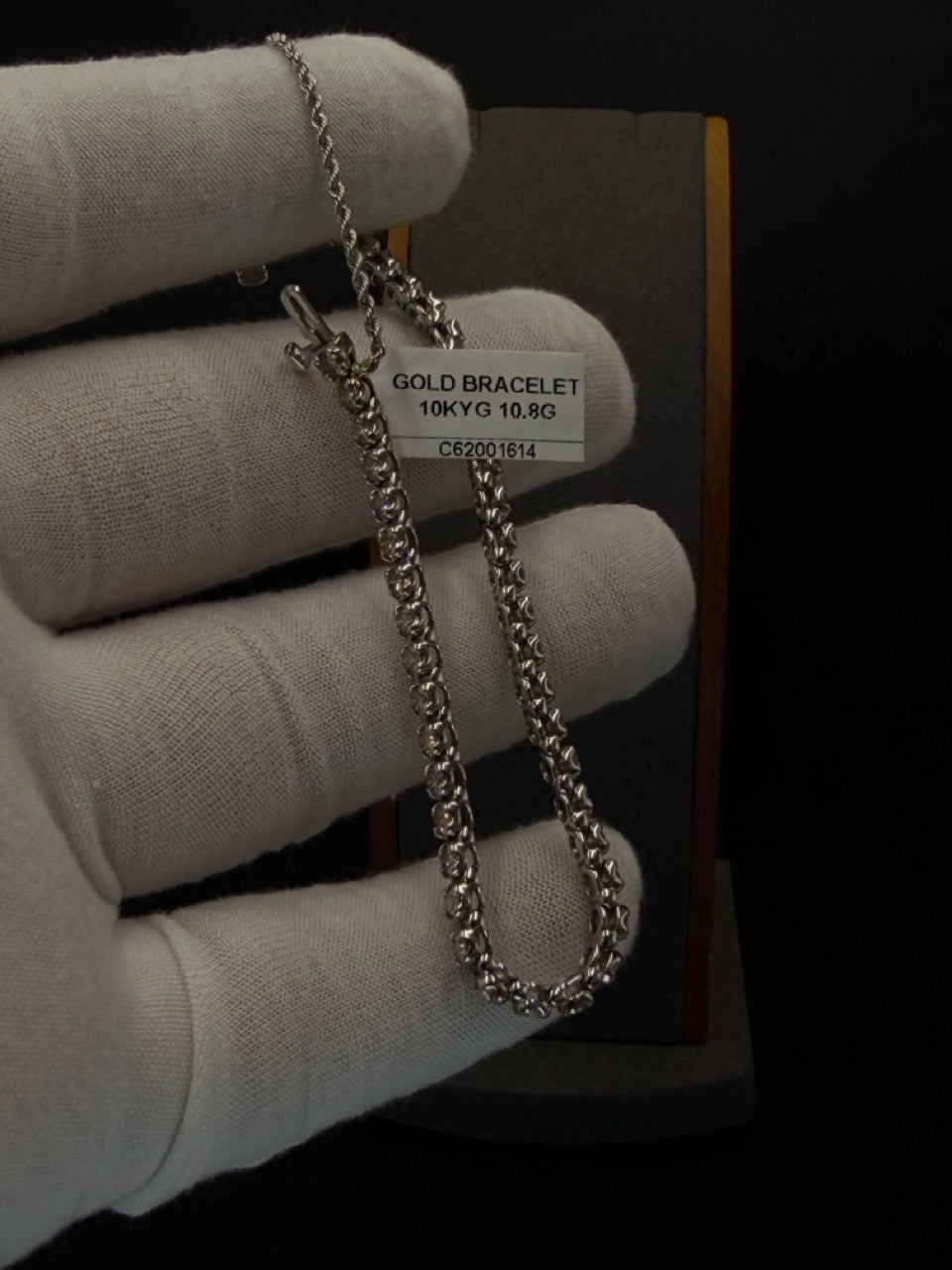 10K White Gold Fancy Nugget Link Bracelet 10.8 Grams