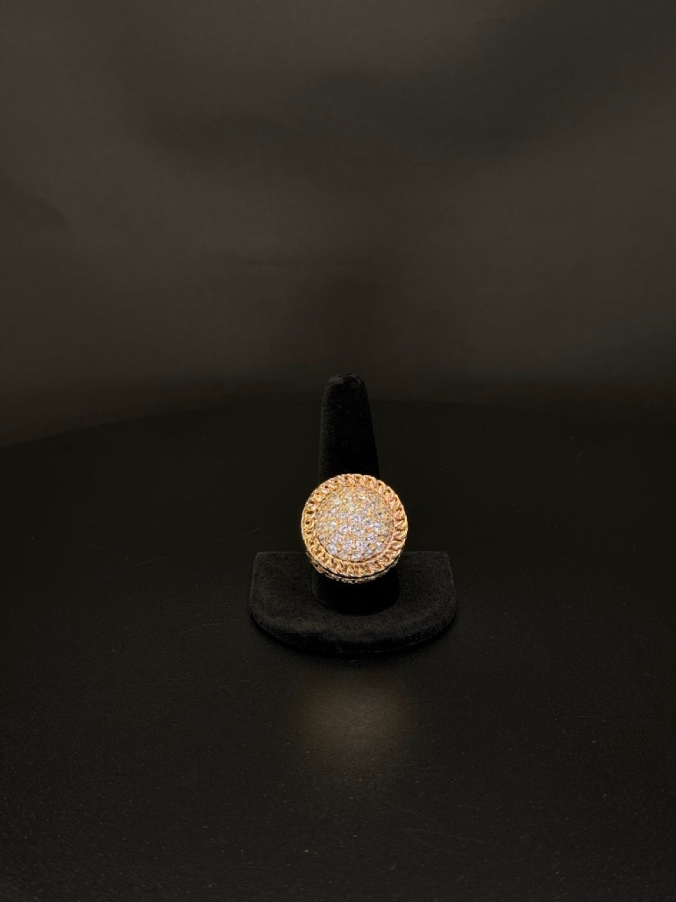 Heavy 14K Yellow Gold Simulant Cluster Ring weighing 41.5 grams. Size 11 men’s statement ring with brilliant simulant stones and detailed craftsmanship. Acima Financing Available.