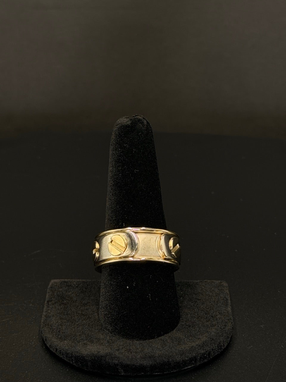 Solid 14K Yellow Gold Love Style Ring weighing 16.3 grams. Size 9.5 luxury band with iconic screw motif design. Acima Financing Available.