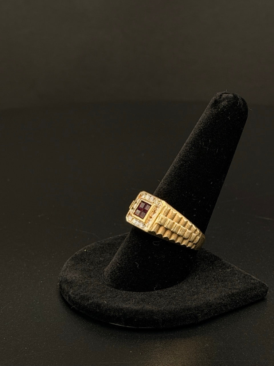 14K Yellow Gold Ruby & Diamond Ring – Size 10.5 – 6.7 Grams