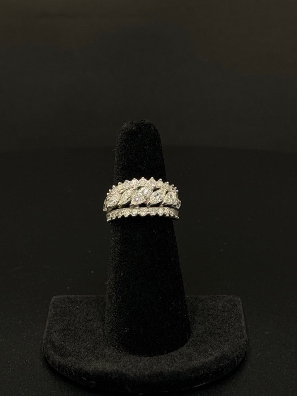 Platinum PT950 Diamond Marquise Band Ring – Size 5.5 – 7.6 Grams
