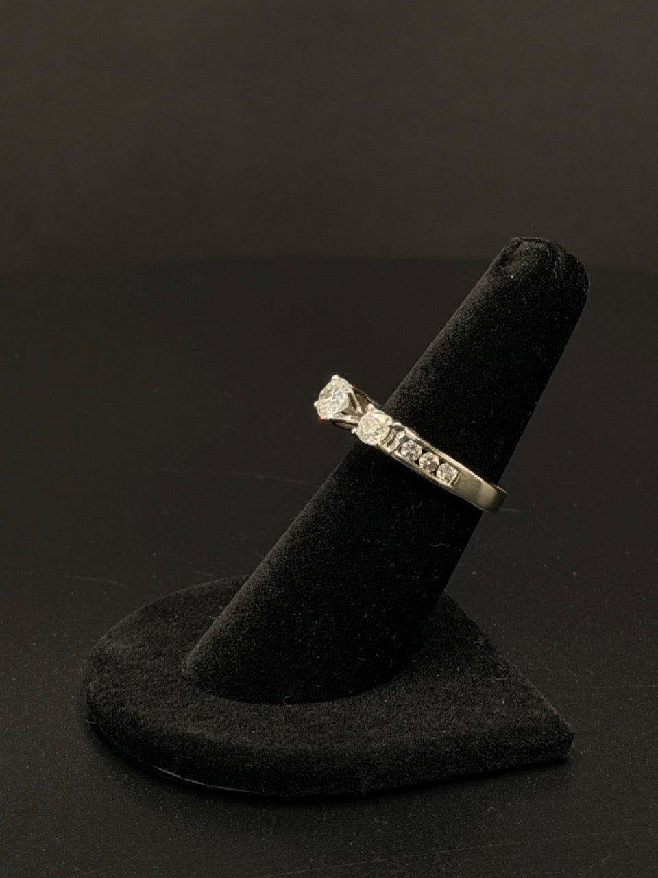 14K White Gold Three-Stone Diamond Ring – Size 6.5 – 5.0 Grams