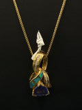 14K Yellow Gold Opal, Tanzanite & Diamond Pendant – 11.10 Grams