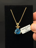 14K Yellow Gold Blue Topaz Pendant – 4.2 Grams