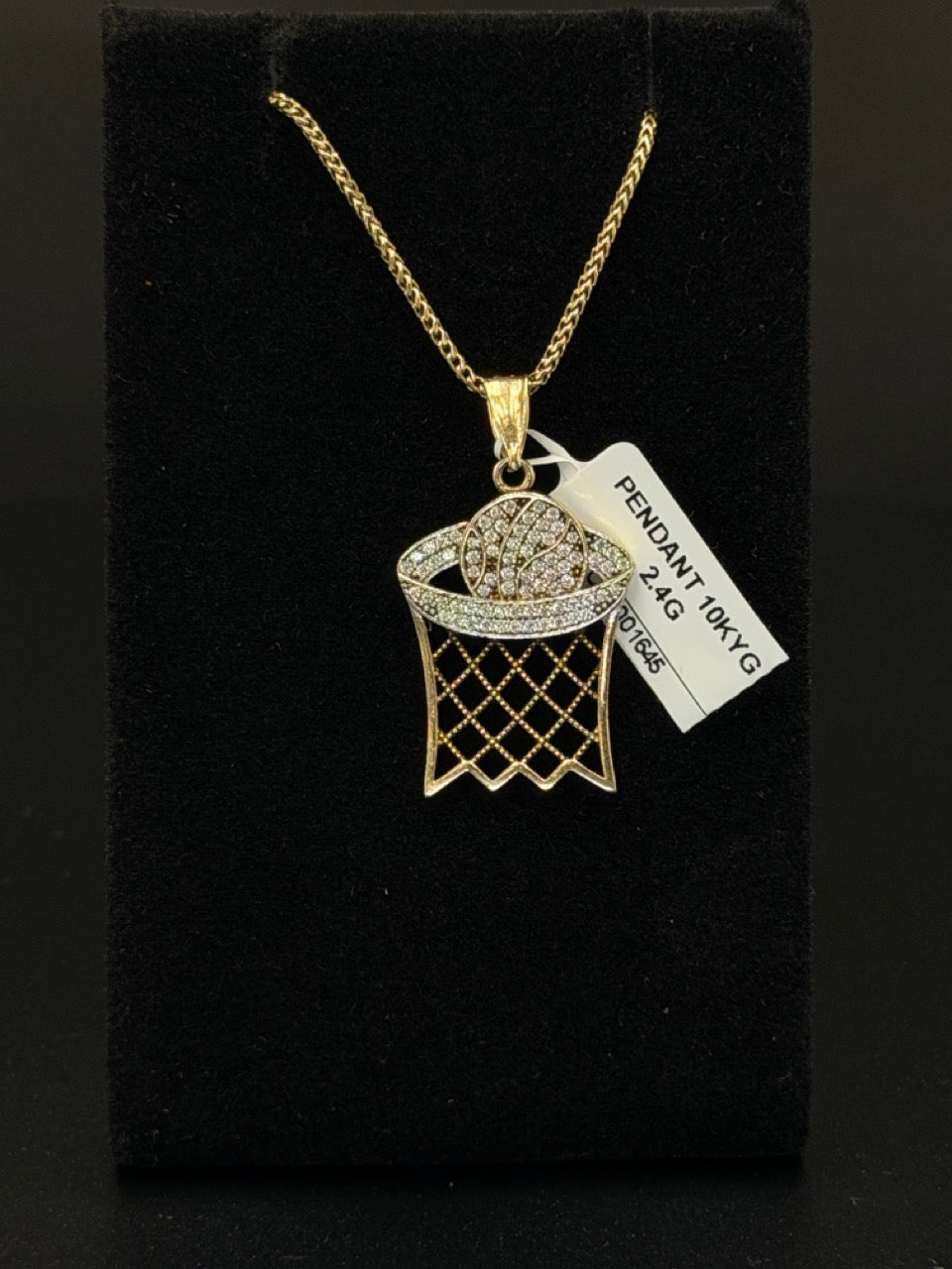 10K Yellow Gold Basketball Hoop Pendant – 2.4g