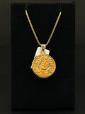 14K Yellow Gold Jesus Face Medallion Pendant