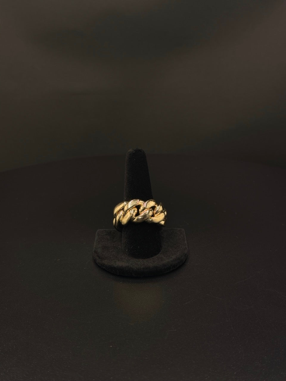 10K Yellow Gold Cuban Link Ring – 44.3g – Size 10