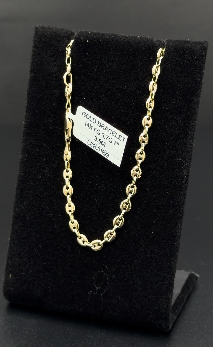 14K Yellow Gold Gucci Link Bracelet – 7” | 3.7 Grams | 3.5mm