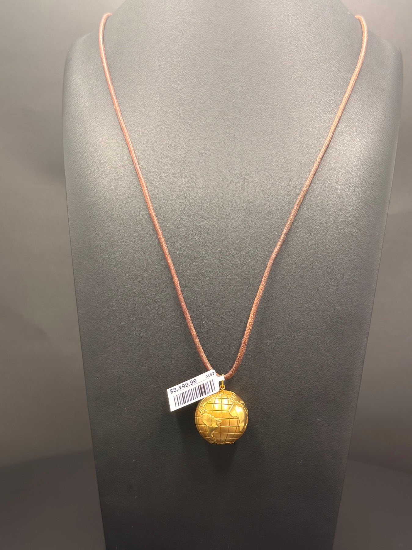 18K Yellow Gold World Globe Pendant 15.9 Grams - view 1