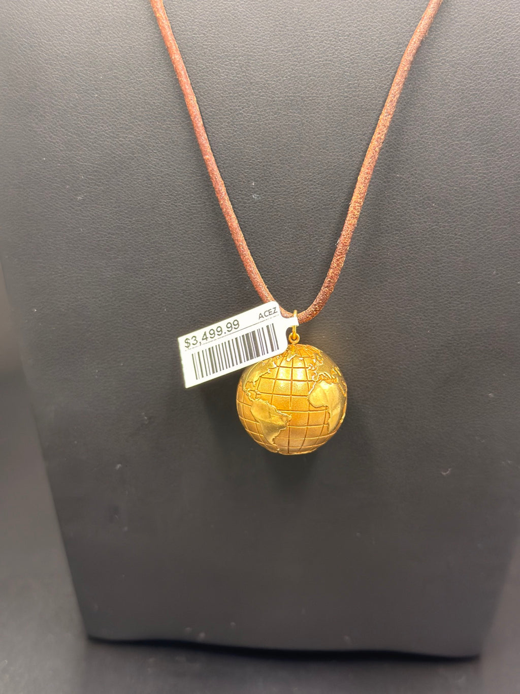 18K Yellow Gold World Globe Pendant 15.9 Grams - view 2