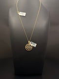 Gold Floral Cluster Disc Pendant - view 1