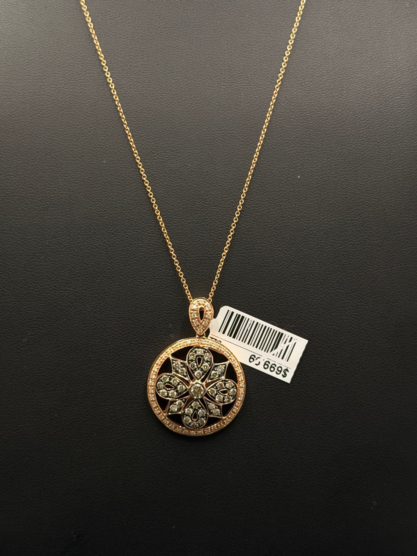 Gold Floral Cluster Disc Pendant - view 2