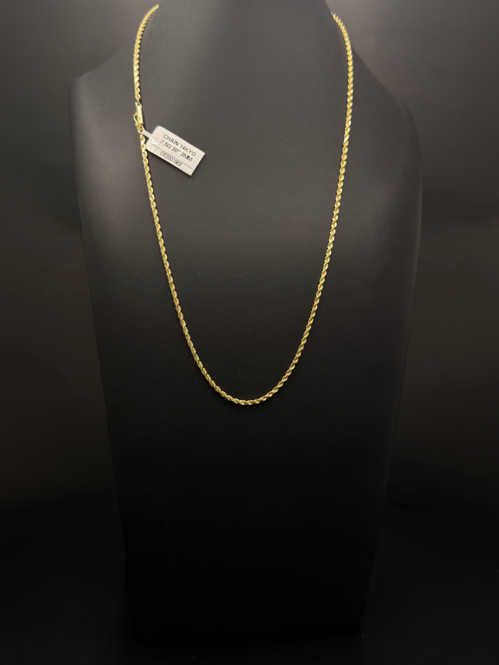 14K Yellow Gold Rope Chain 20 Inch 7.5 Grams - view 1