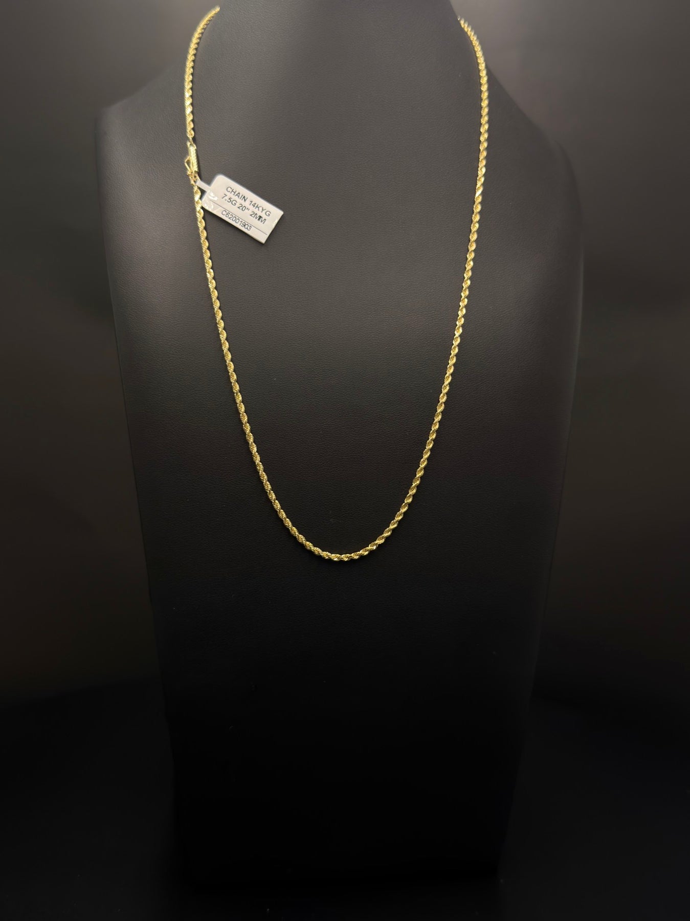 14K Yellow Gold Rope Chain 20 Inch 7.5 Grams - view 1