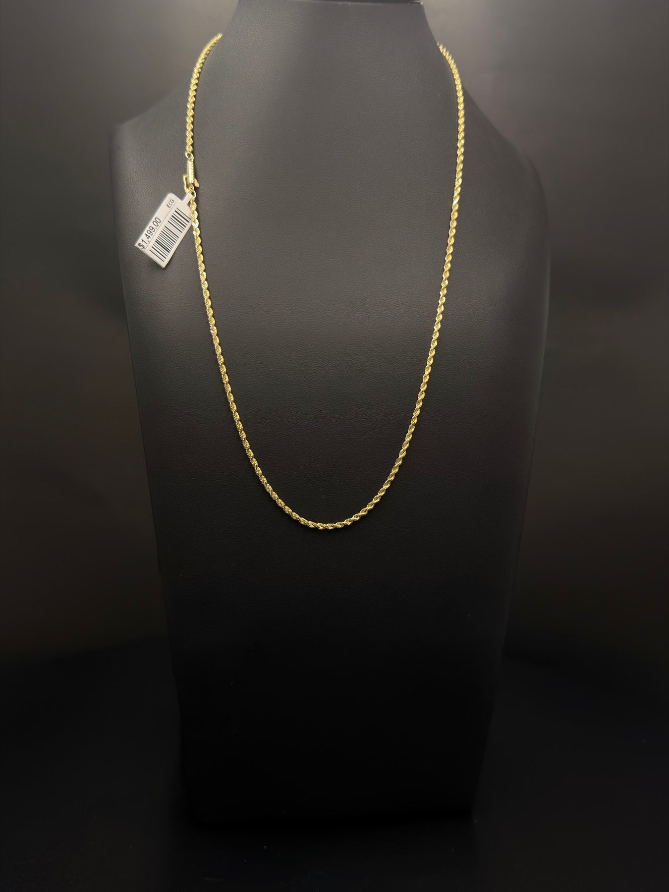 14K Yellow Gold Rope Chain 20 Inch 7.5 Grams - view 2