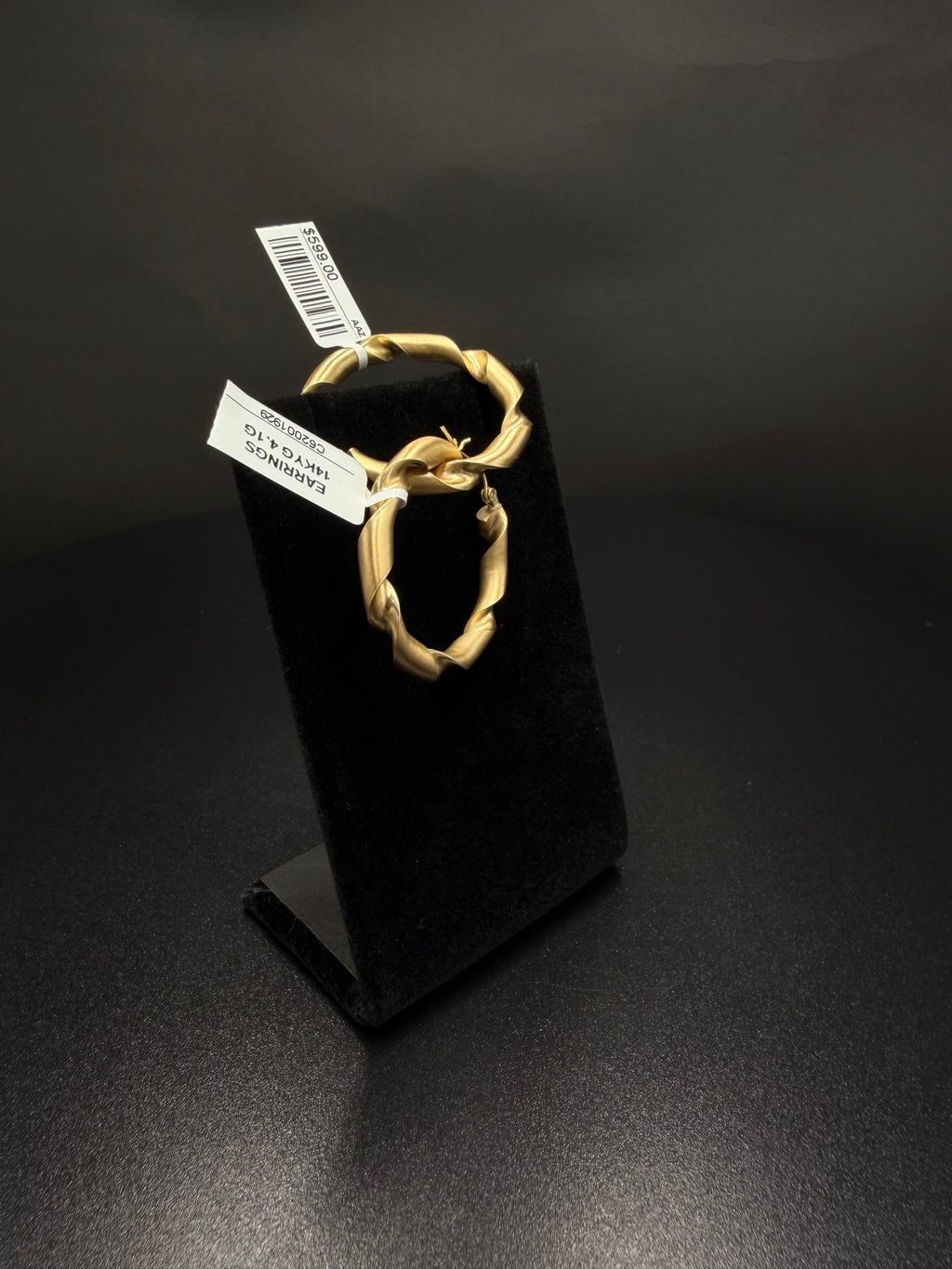 14K Yellow Gold Twisted Hoop Earrings 4.1 Grams - view 3