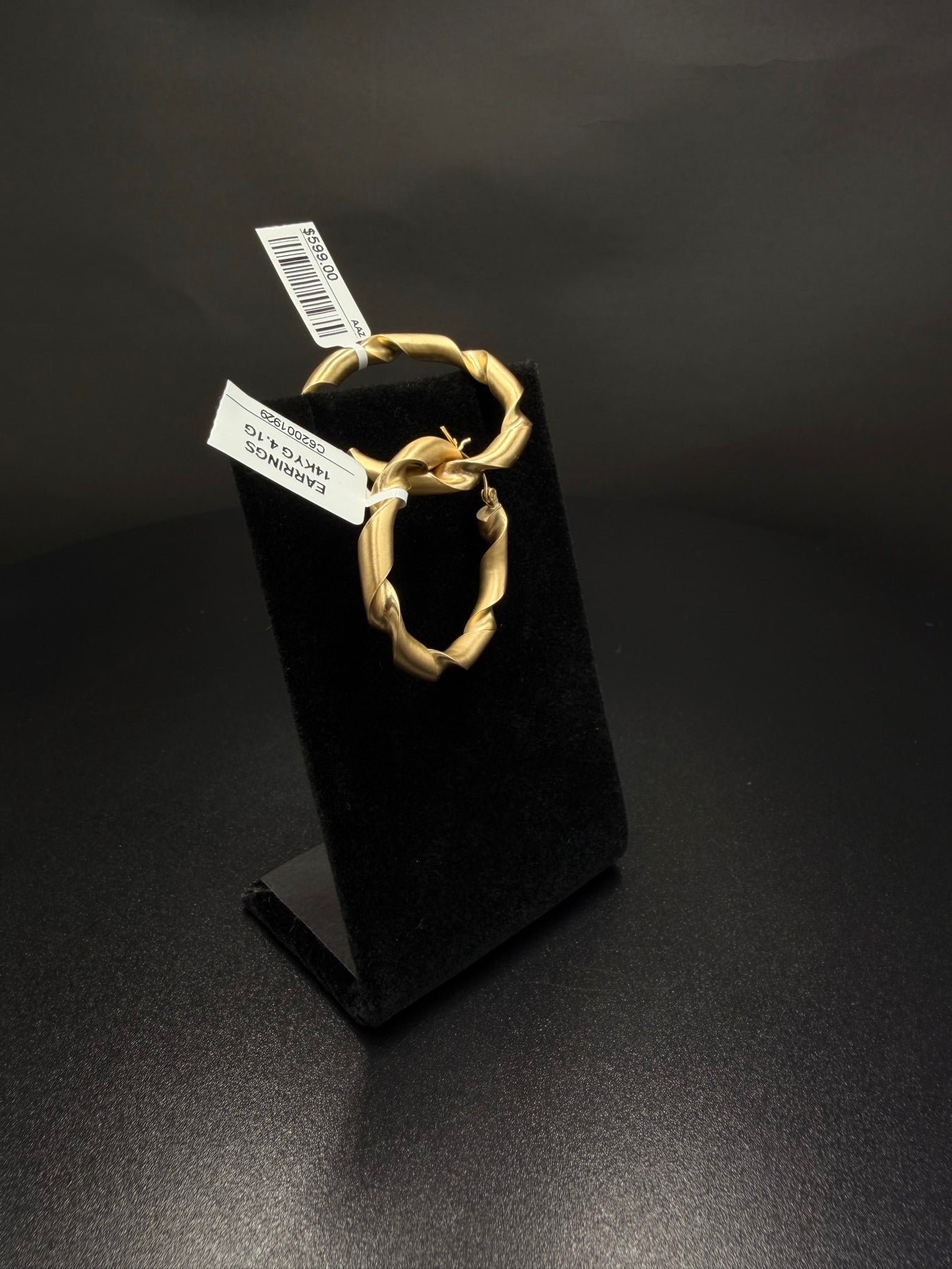 14K Yellow Gold Twisted Hoop Earrings 4.1 Grams - view 3