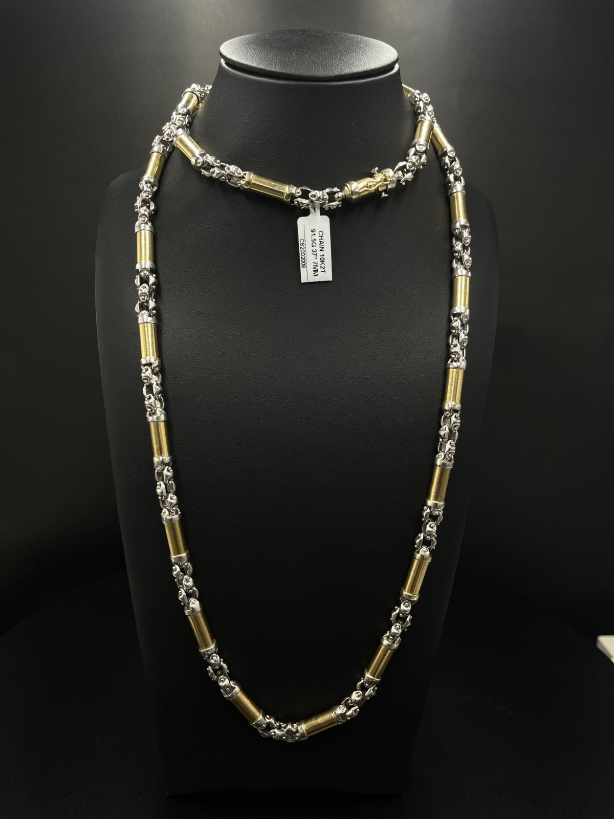 10K Gold Mixed Link Chain 91.5 Grams 37 Inches 7mm
