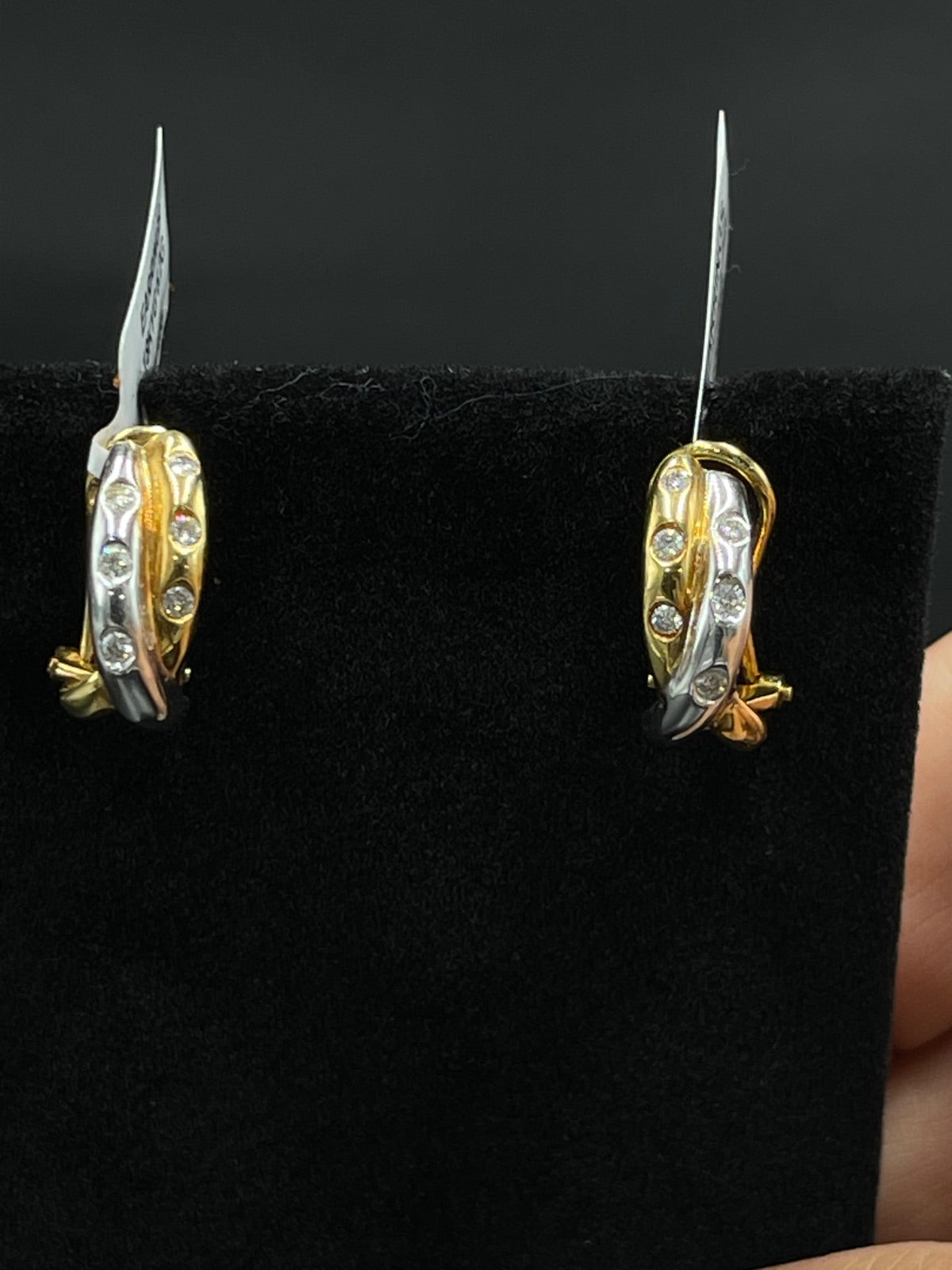 18K Two-Tone Diamond Huggie Earrings | DD Pawn Loans