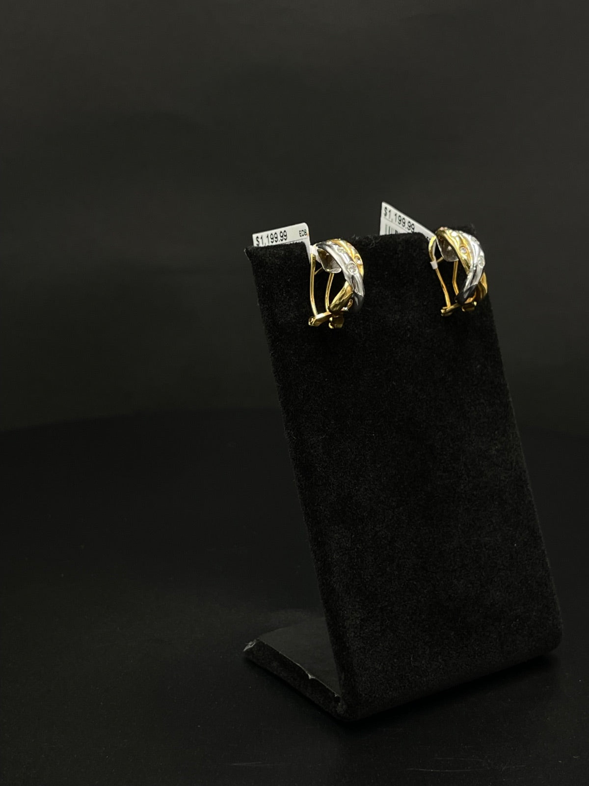 18K Two-Tone Diamond Huggie Earrings | DD Pawn Loans