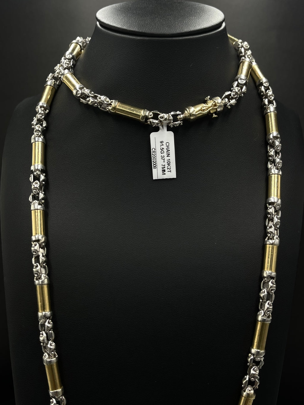 10K Gold Mixed Link Chain 91.5 Grams 37 Inches 7mm