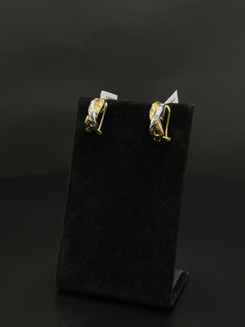 18K Two-Tone Diamond Huggie Earrings | DD Pawn Loans