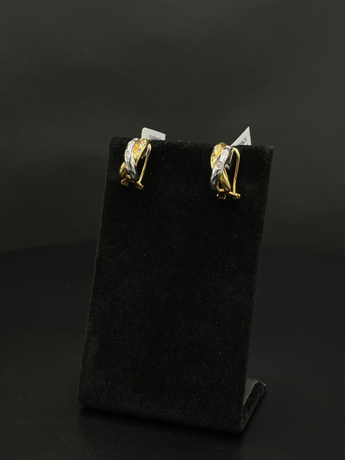 18K Two-Tone Diamond Huggie Earrings | DD Pawn Loans