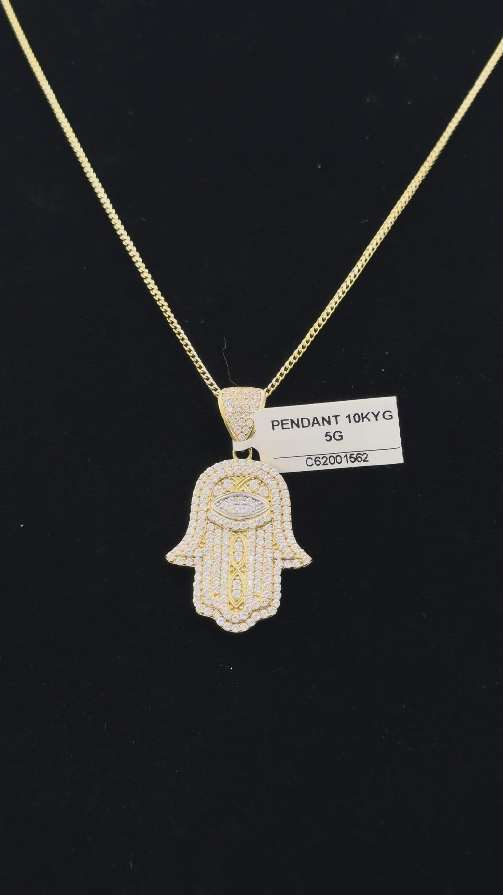 10K Gold Diamond Hamsa Hand Pendant – 5.0 Grams