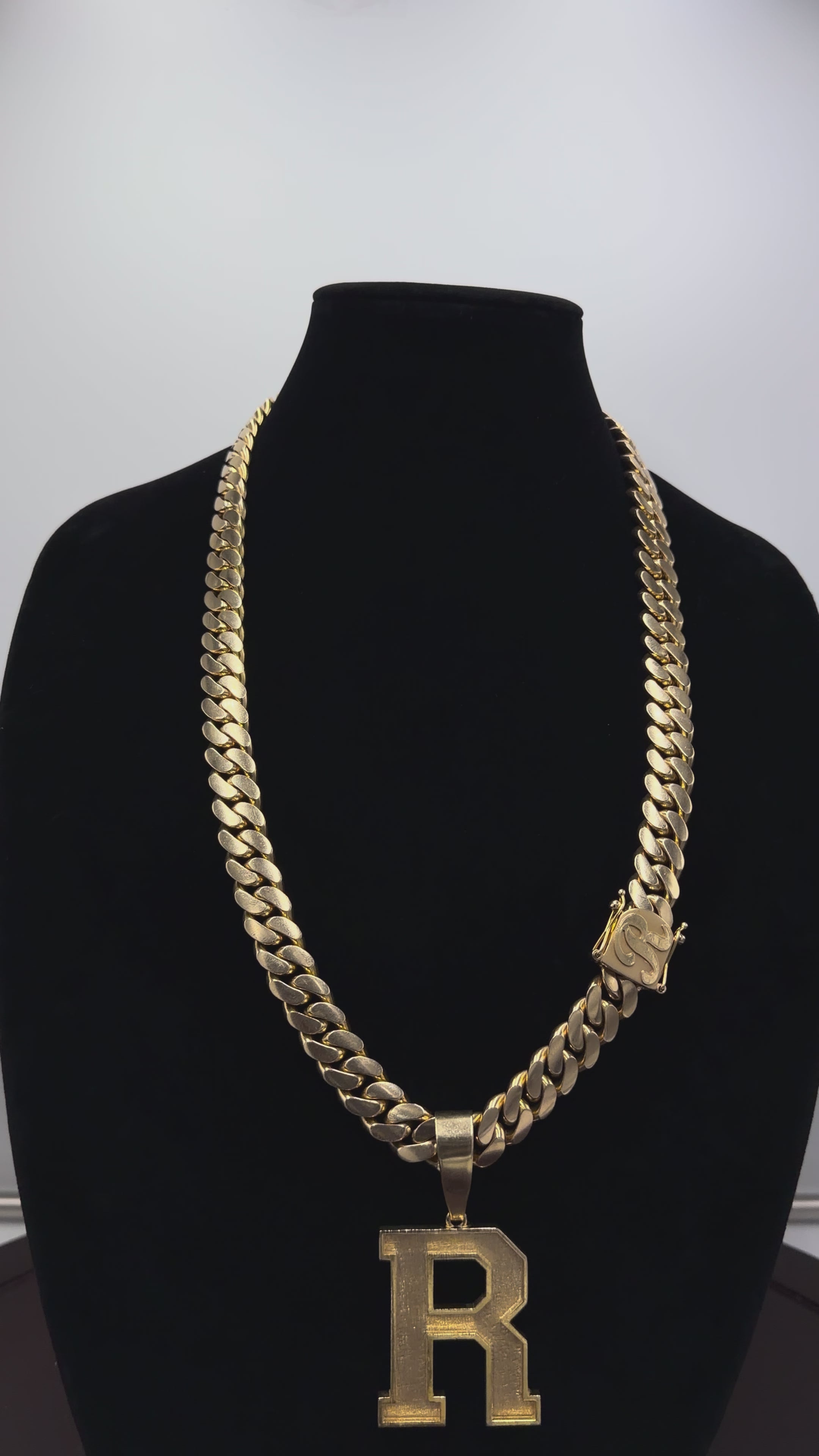 14K Gold Cuban Link Chain &amp; Custom “R” Pendant Set – 471 Grams Total | 29” | 14mm