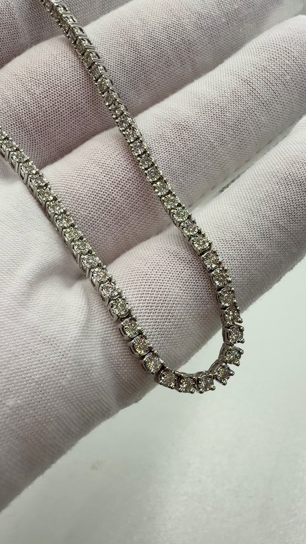 10K White Gold Diamond Tennis Chain – 20” / 3mm (24g)