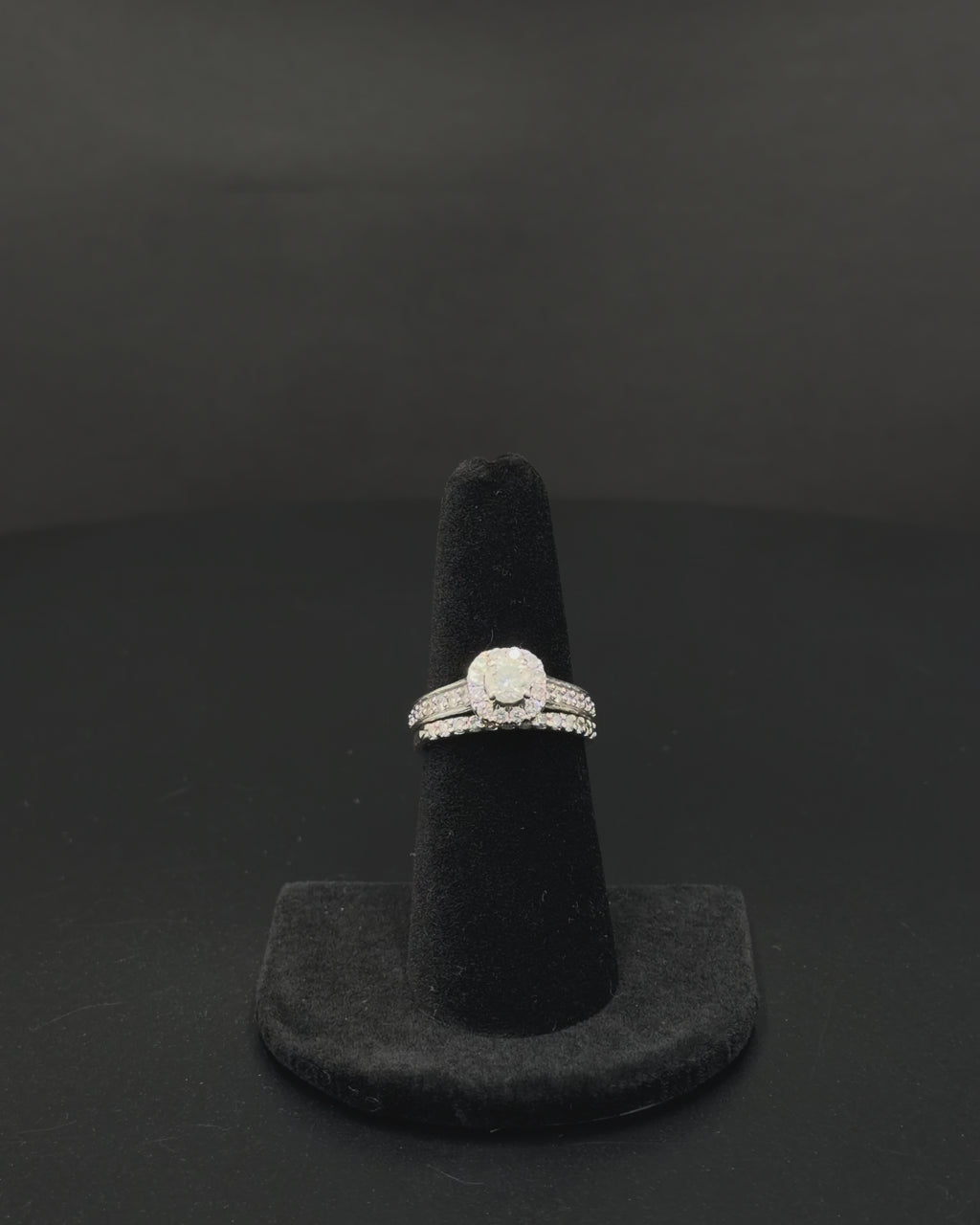 14K White Gold Diamond Halo Bridal Set – Size 7 – 5.5 Grams