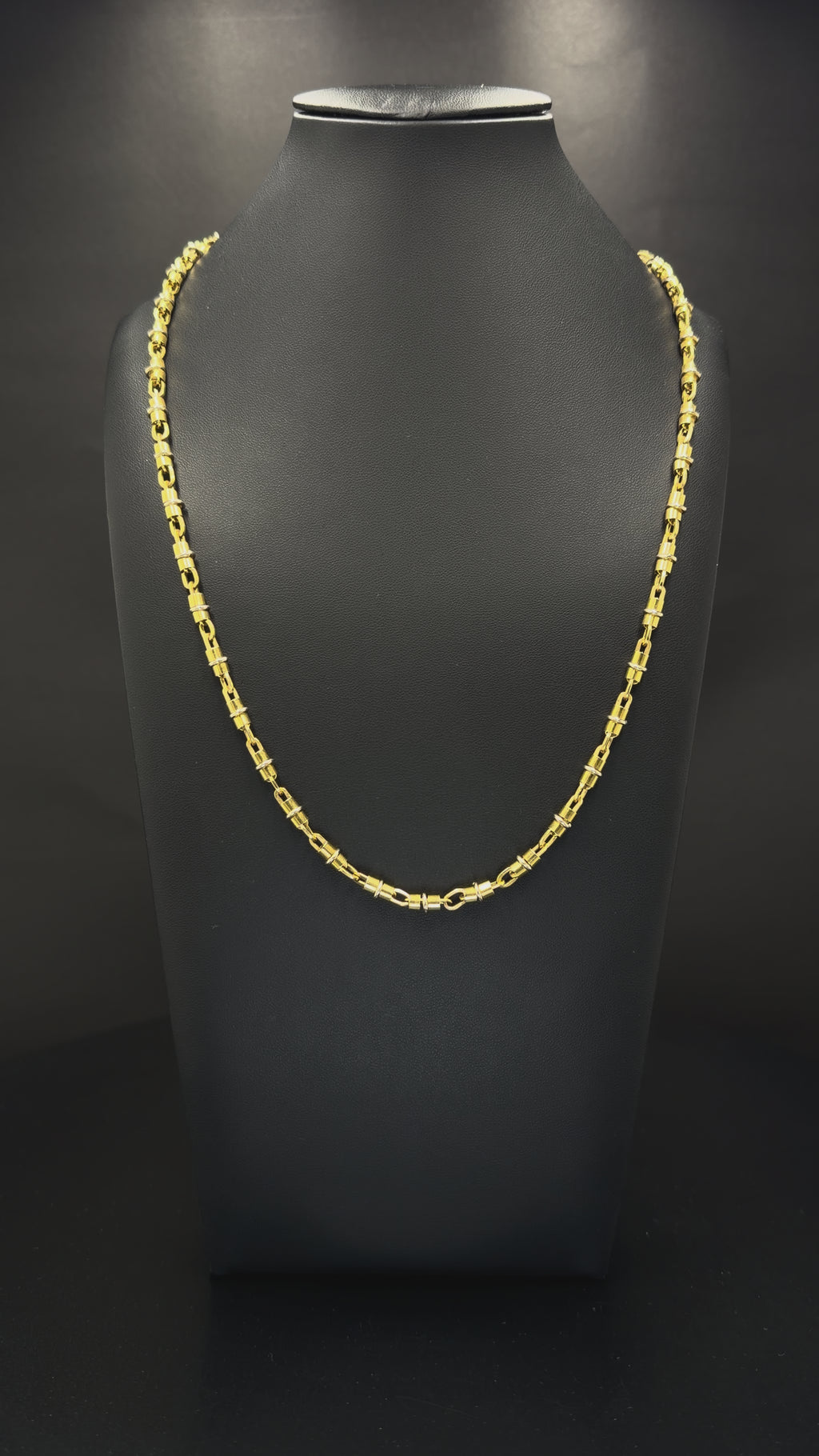 18K Yellow Gold Barrel Link Chain – 31.6g – 22”