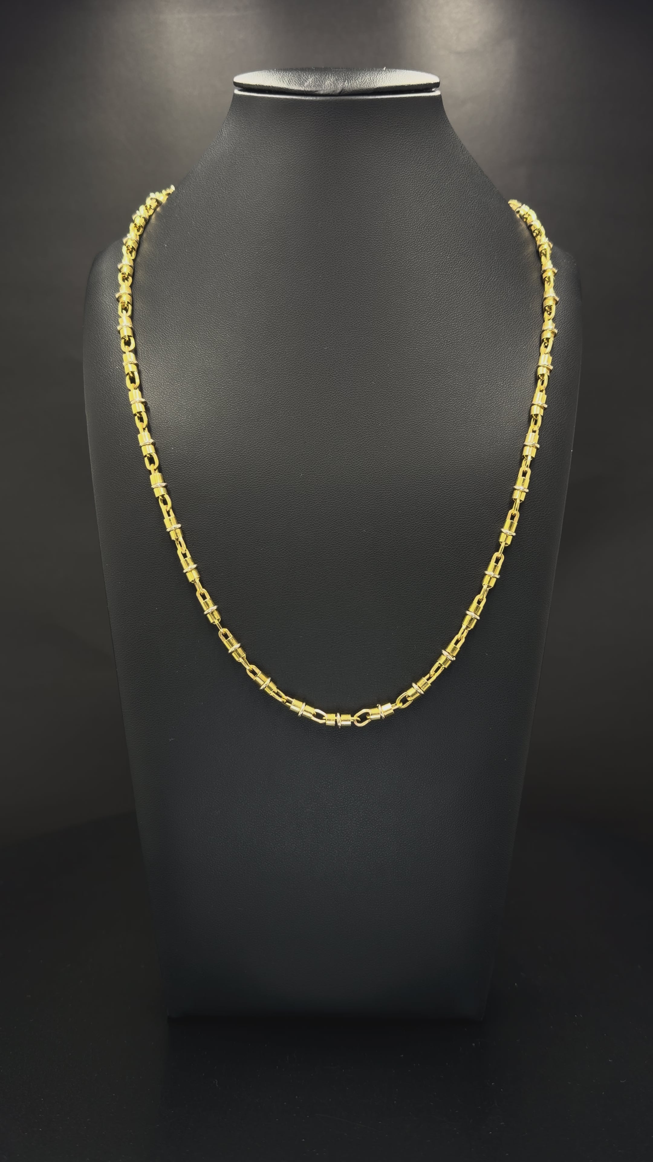 18K Yellow Gold Barrel Link Chain – 31.6g – 22”