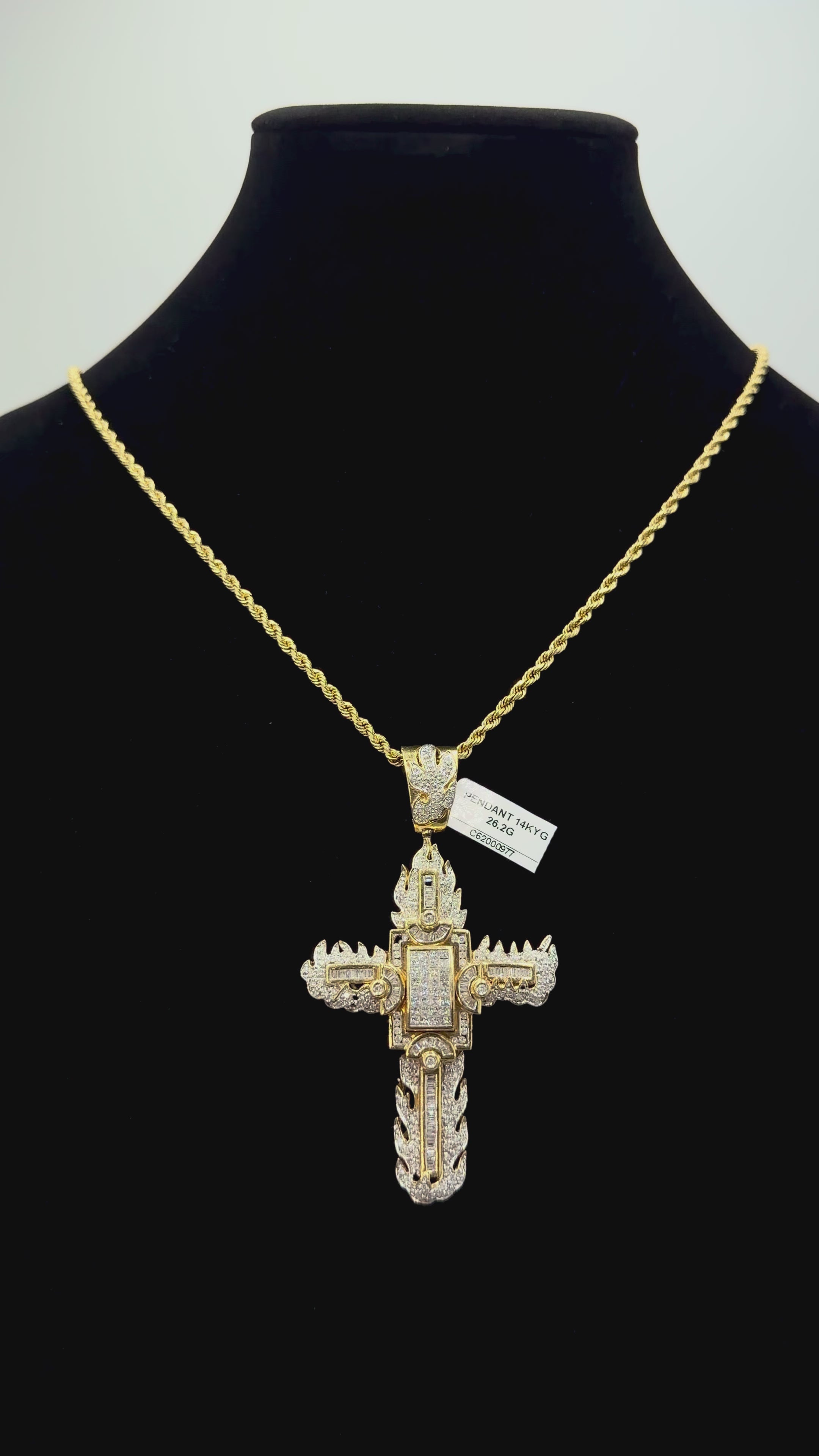 14K Gold Diamond Cross Pendant