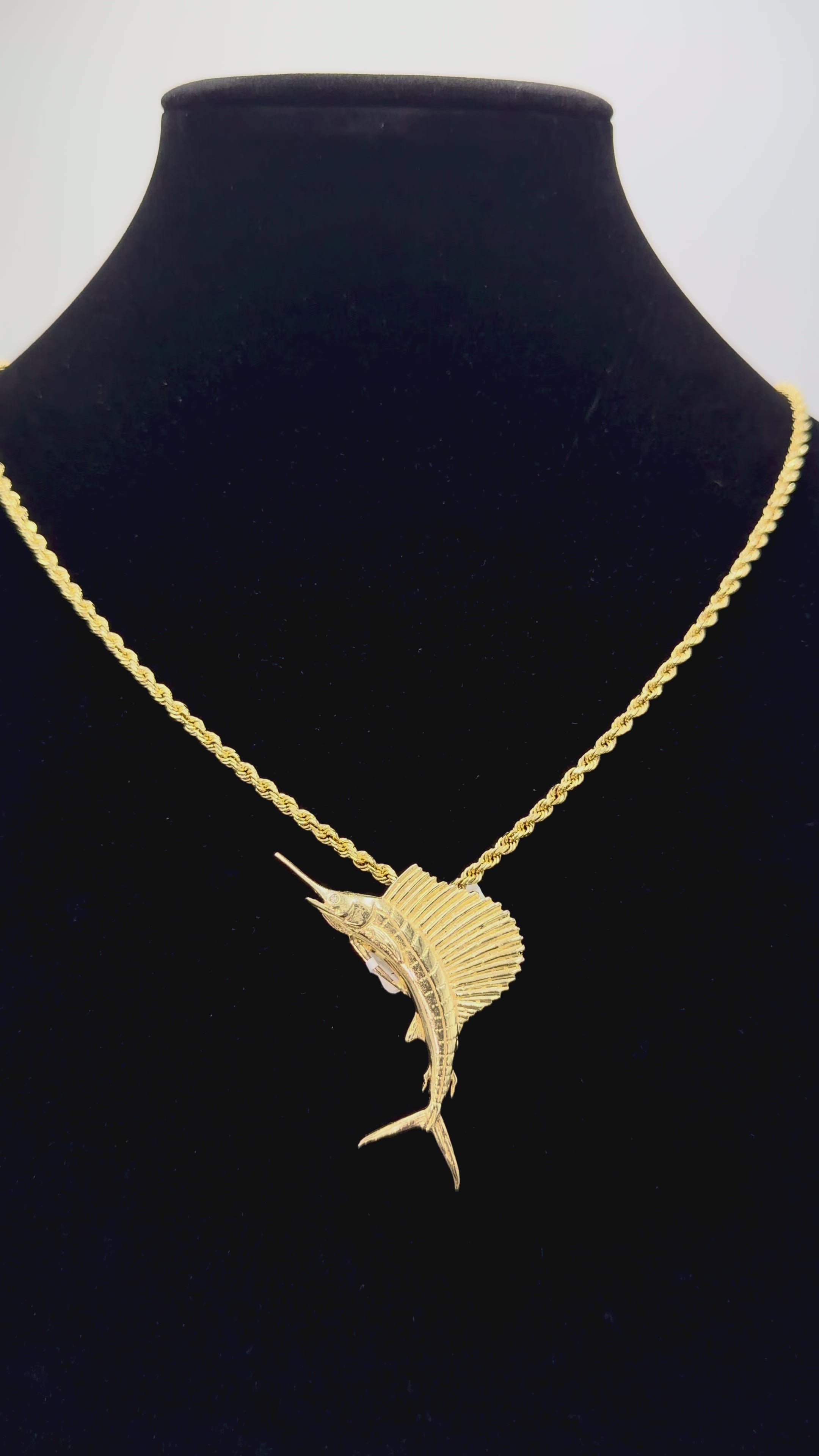 14K Gold Marlin Fish Pendant
