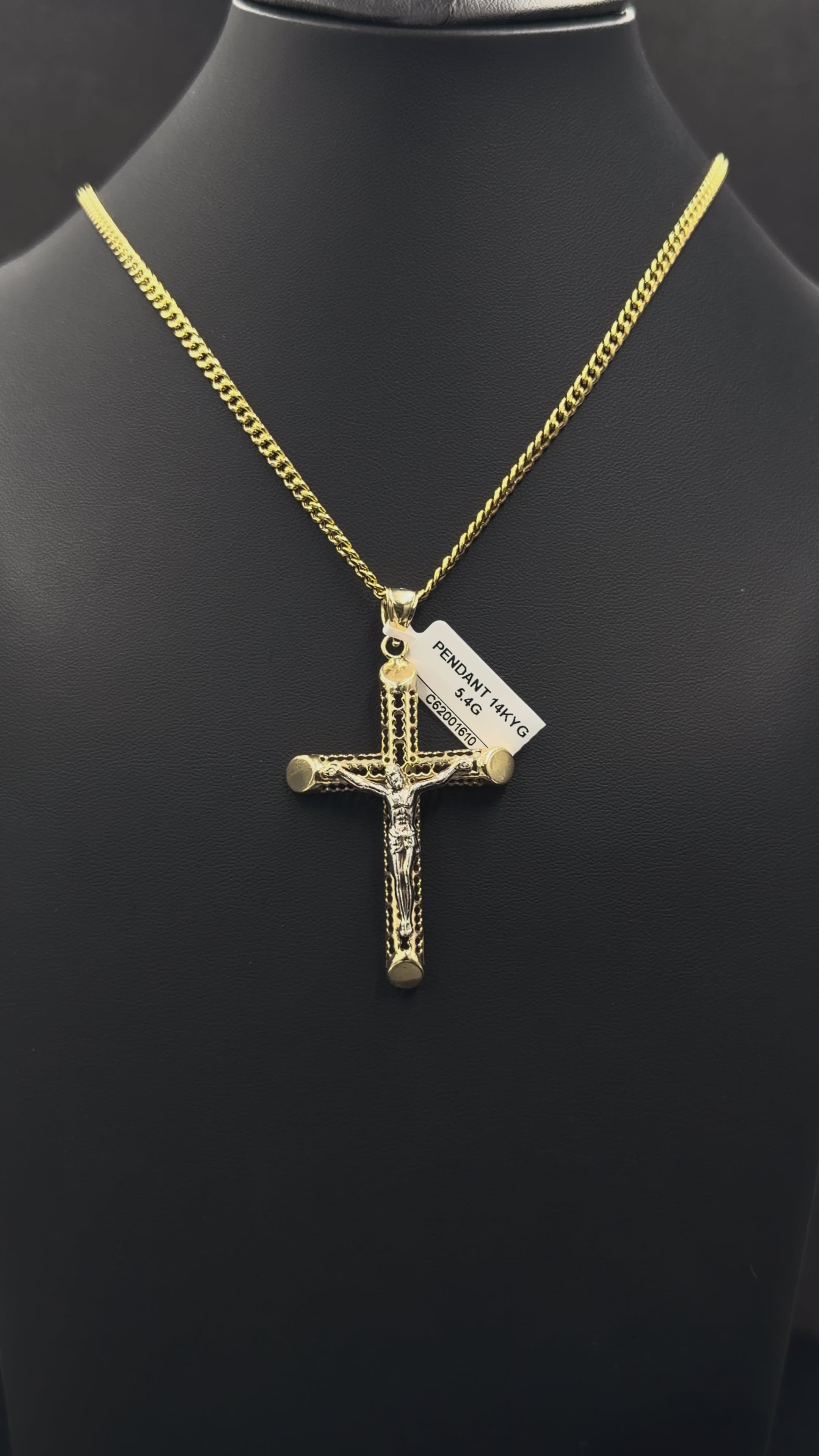 14K Two-Tone Jesus Crucifix Pendant 5.4 Grams