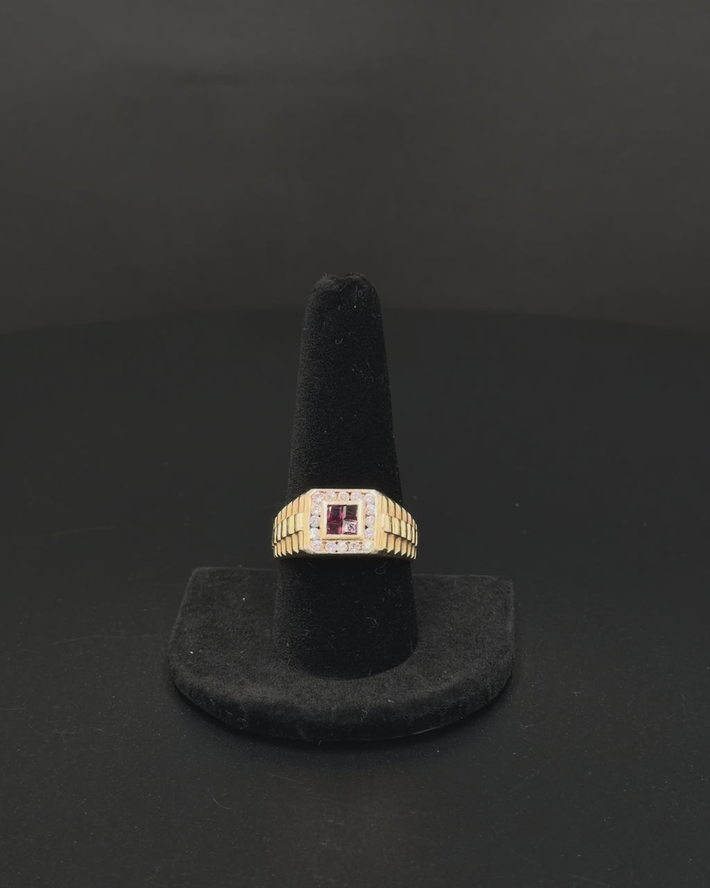 14K Yellow Gold Ruby & Diamond Ring – Size 10.5 – 6.7 Grams