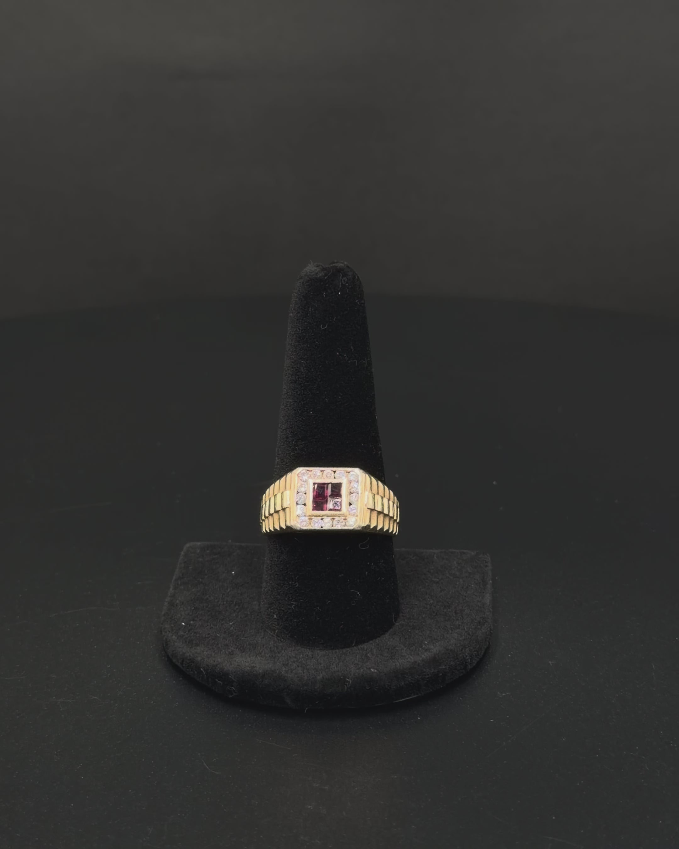 14K Yellow Gold Ruby & Diamond Ring – Size 10.5 – 6.7 Grams