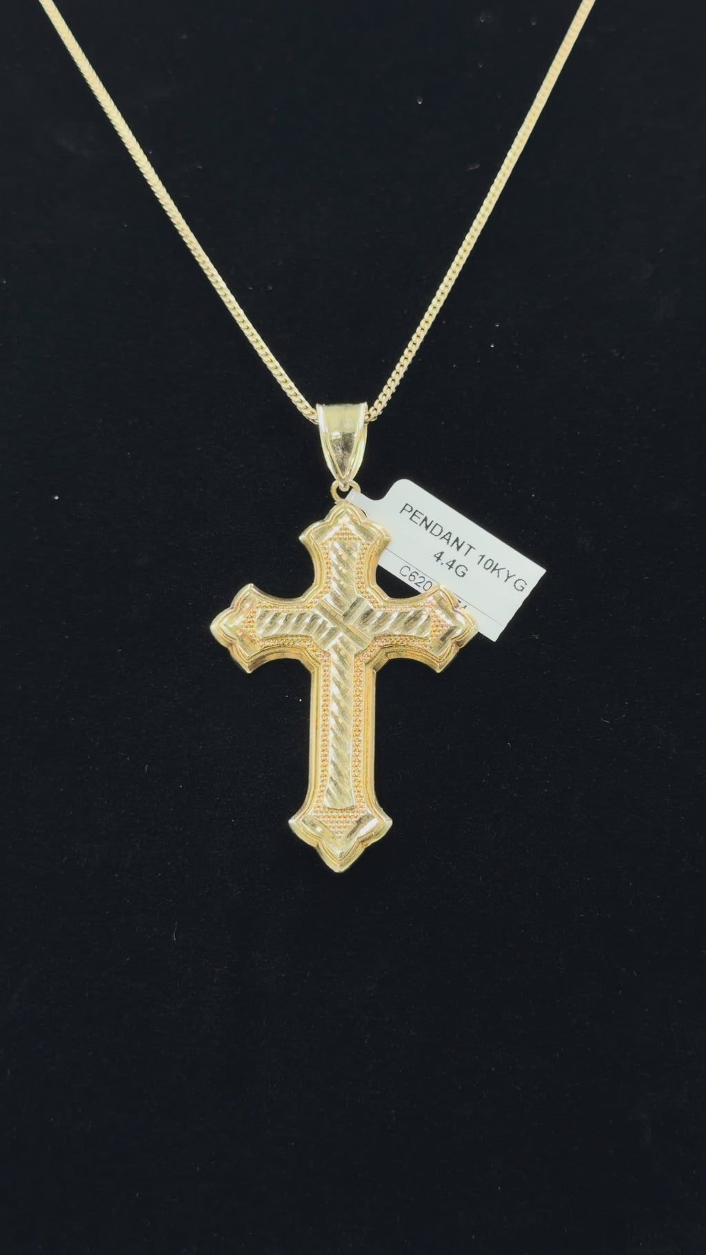 10K Gold Diamond-Cut Cross Pendant – 4.4 Grams