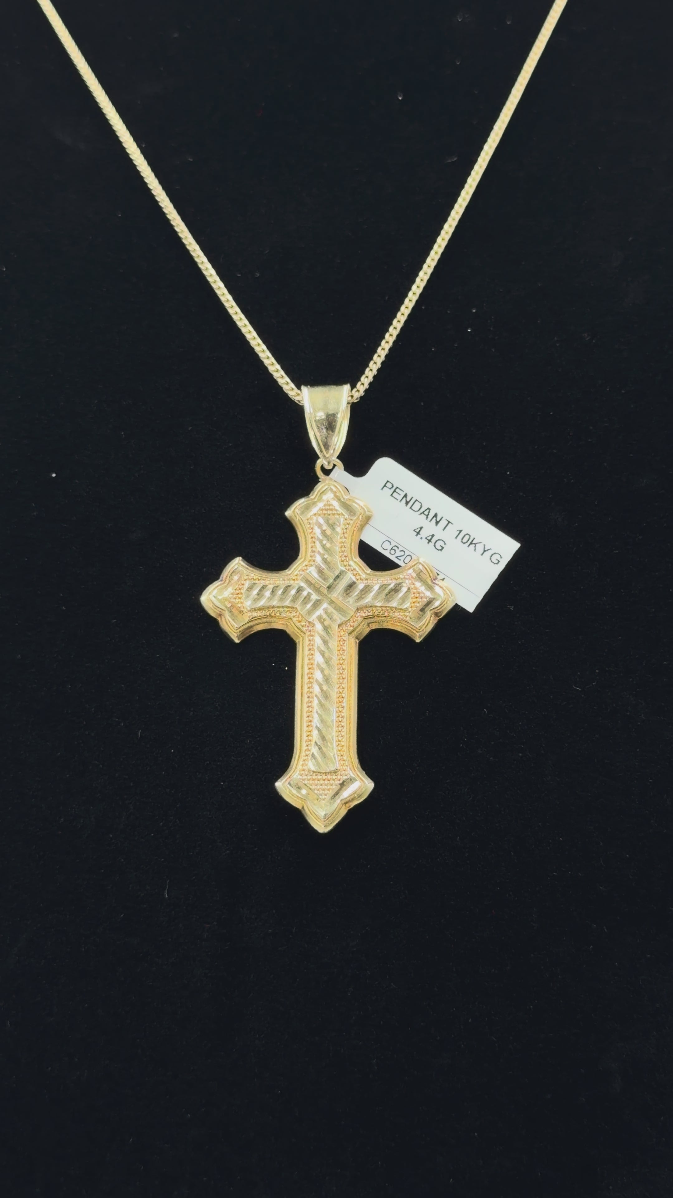 10K Gold Diamond-Cut Cross Pendant – 4.4 Grams