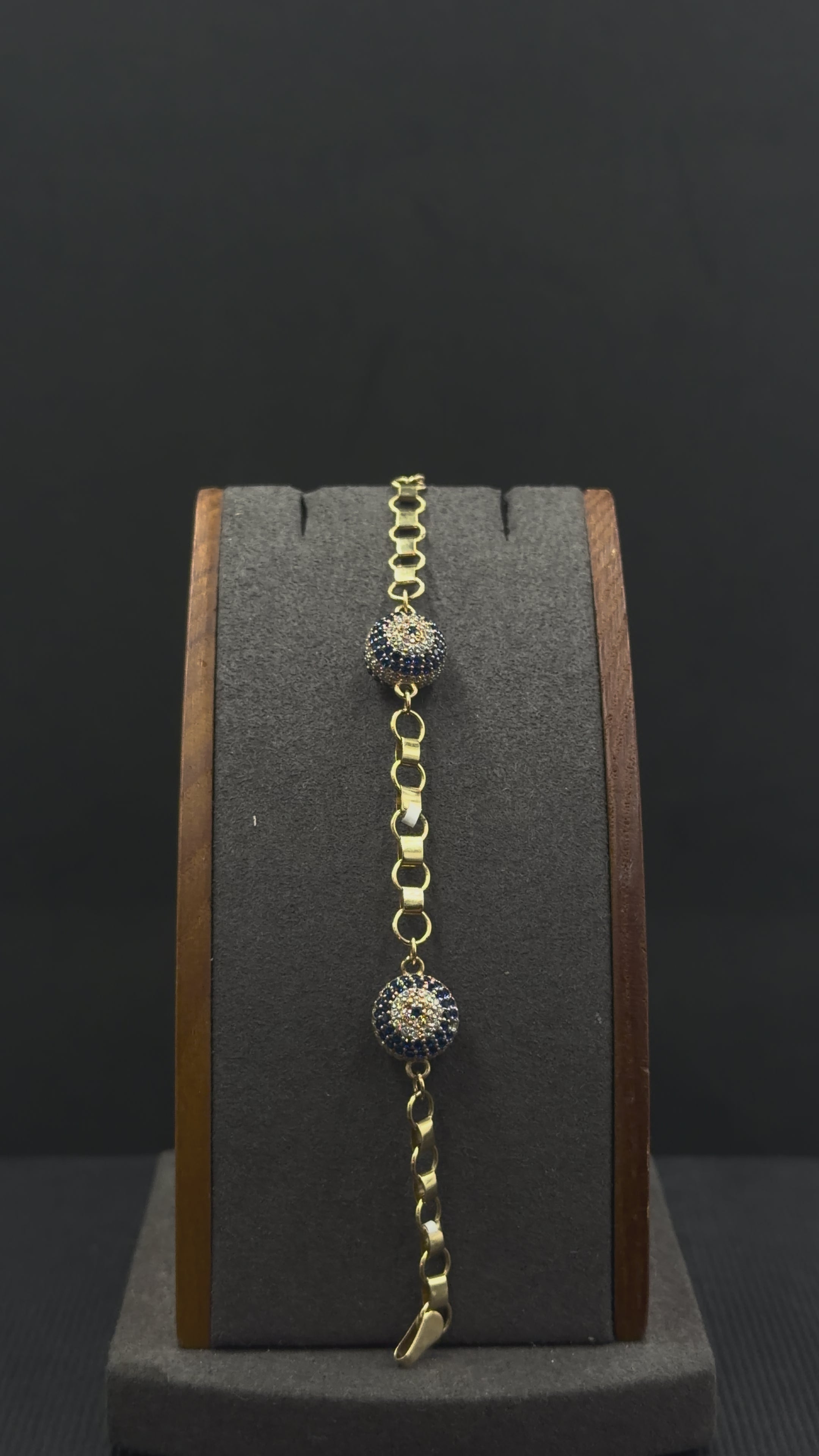 14K Gold Evil Eye Bracelet – 9.8 Grams | 7 Inches