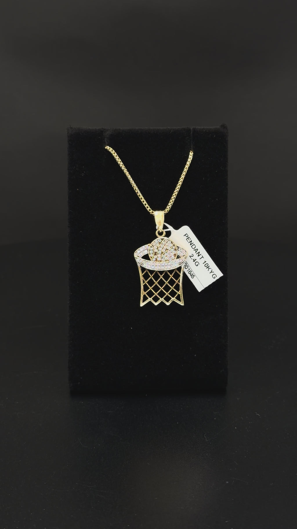 10K Yellow Gold Basketball Hoop Pendant – 2.4g