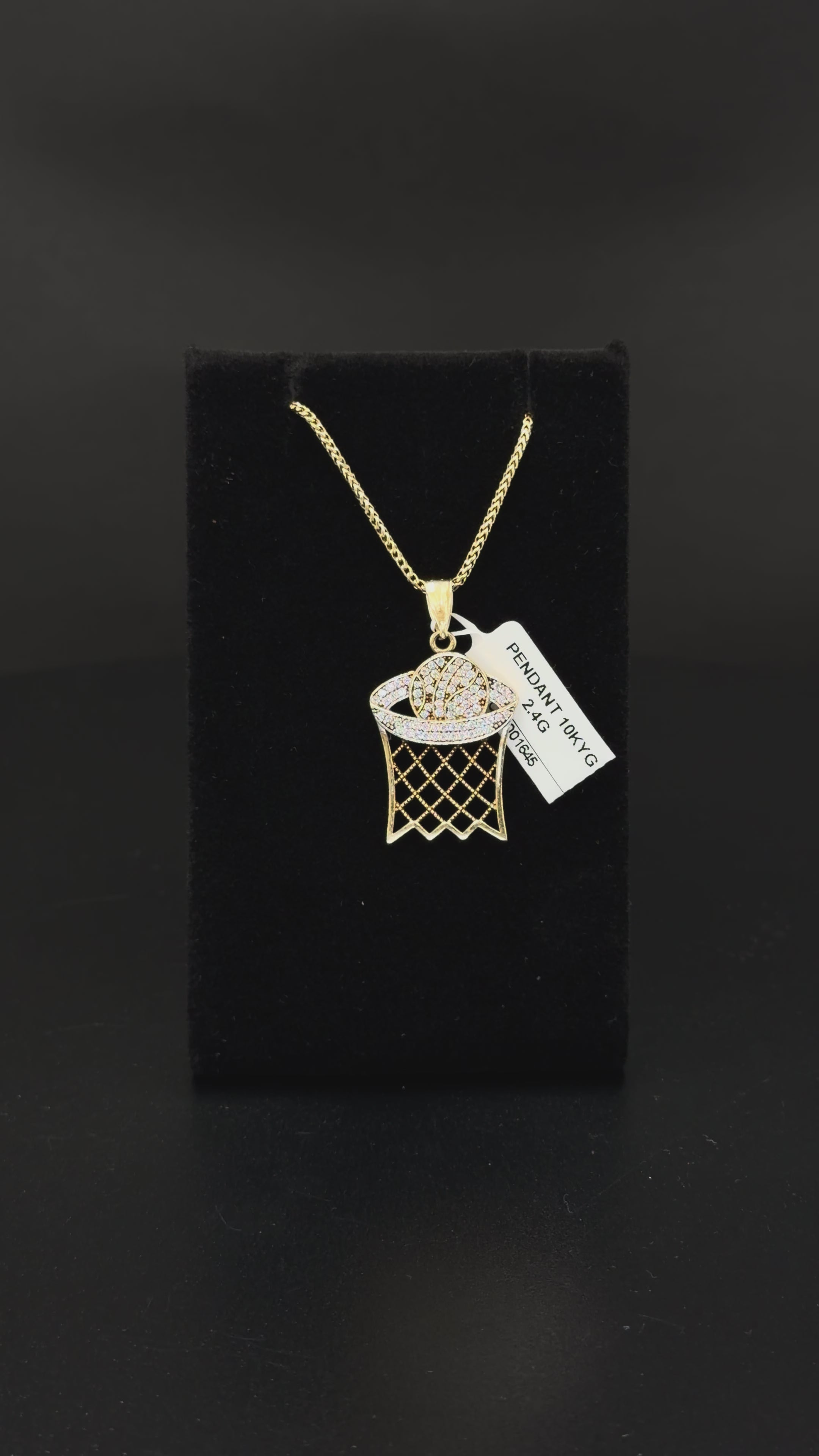 10K Yellow Gold Basketball Hoop Pendant – 2.4g