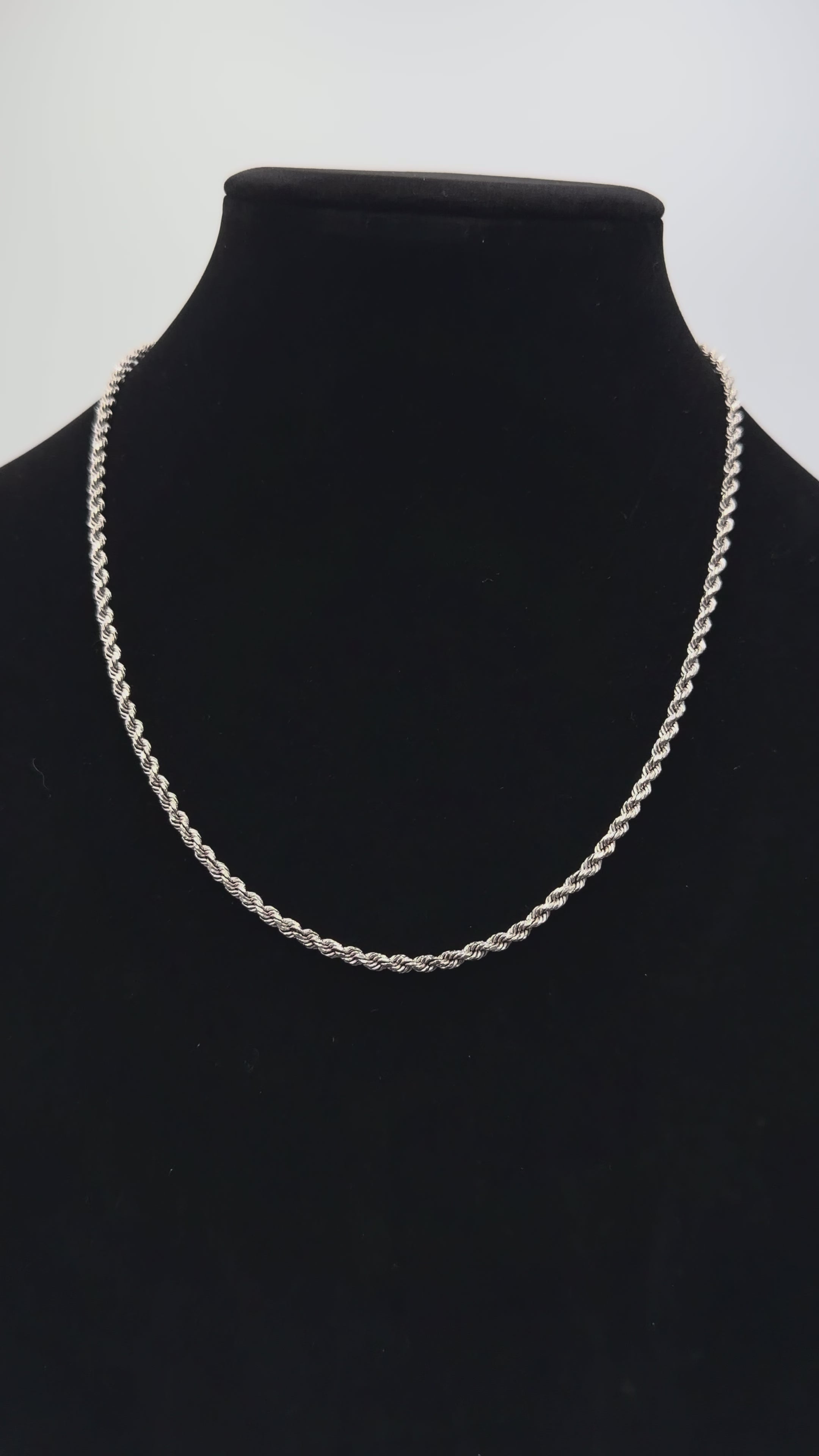 10K White Gold Rope Chain – 20” | 3mm