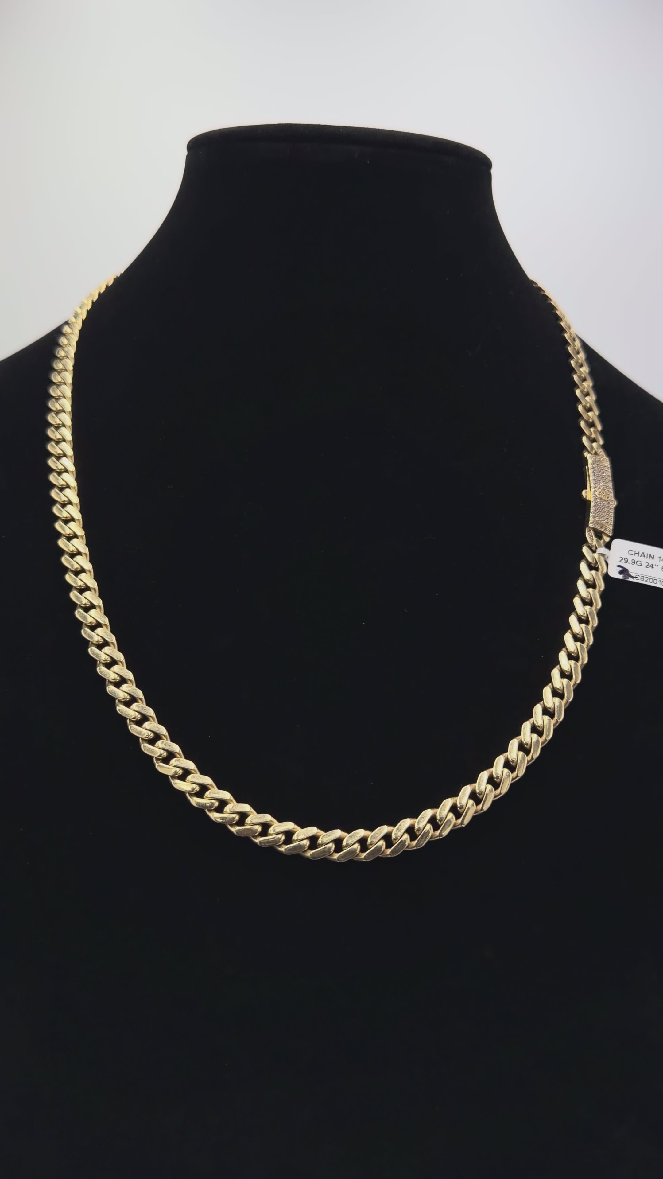 14K Gold Cuban Link Chain – 29.9 Grams | 24” | 9mm DIAMOND CLASP