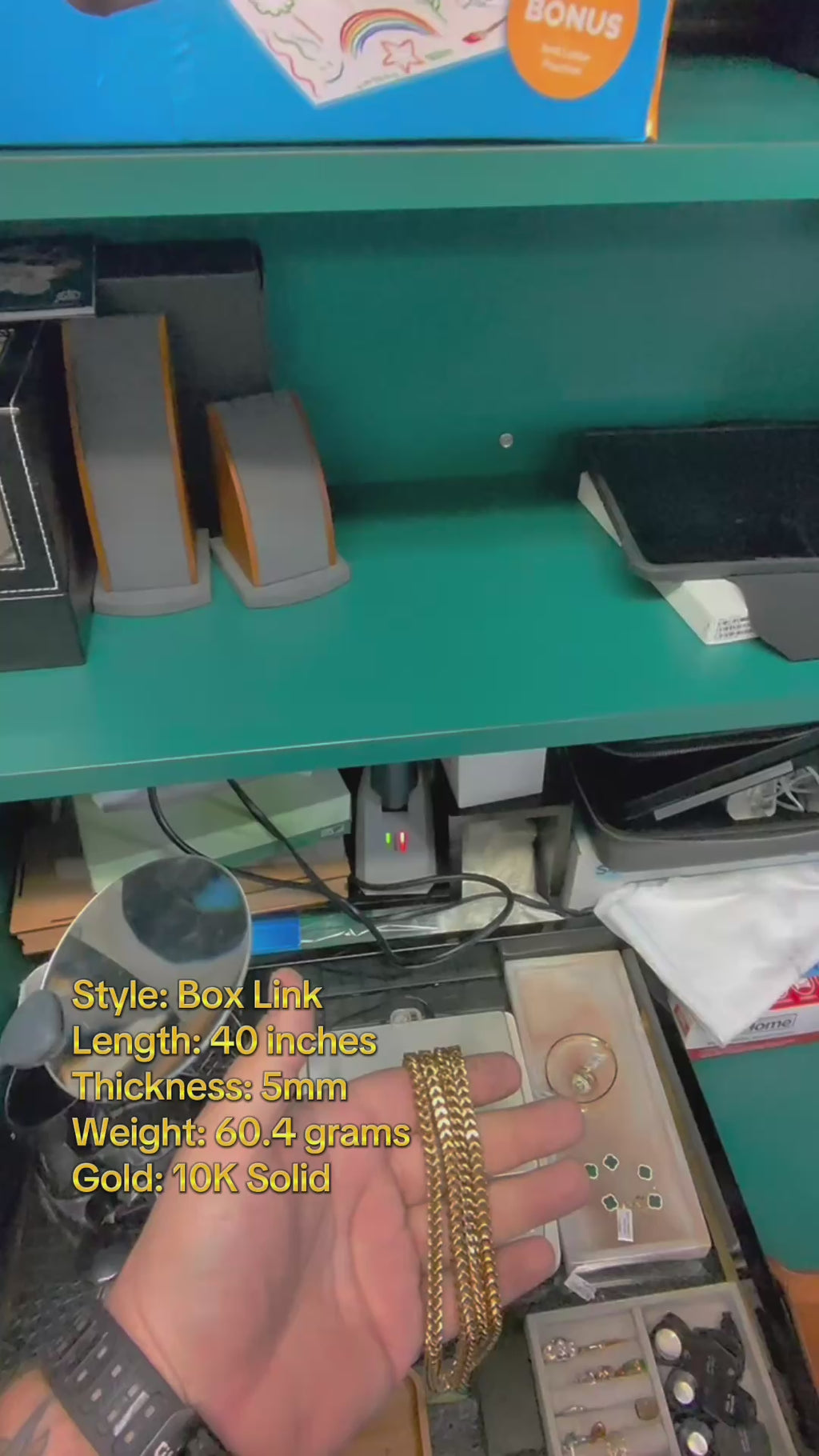 10K Solid Gold Box Link Chain – 5mm / 40” (60.4g)