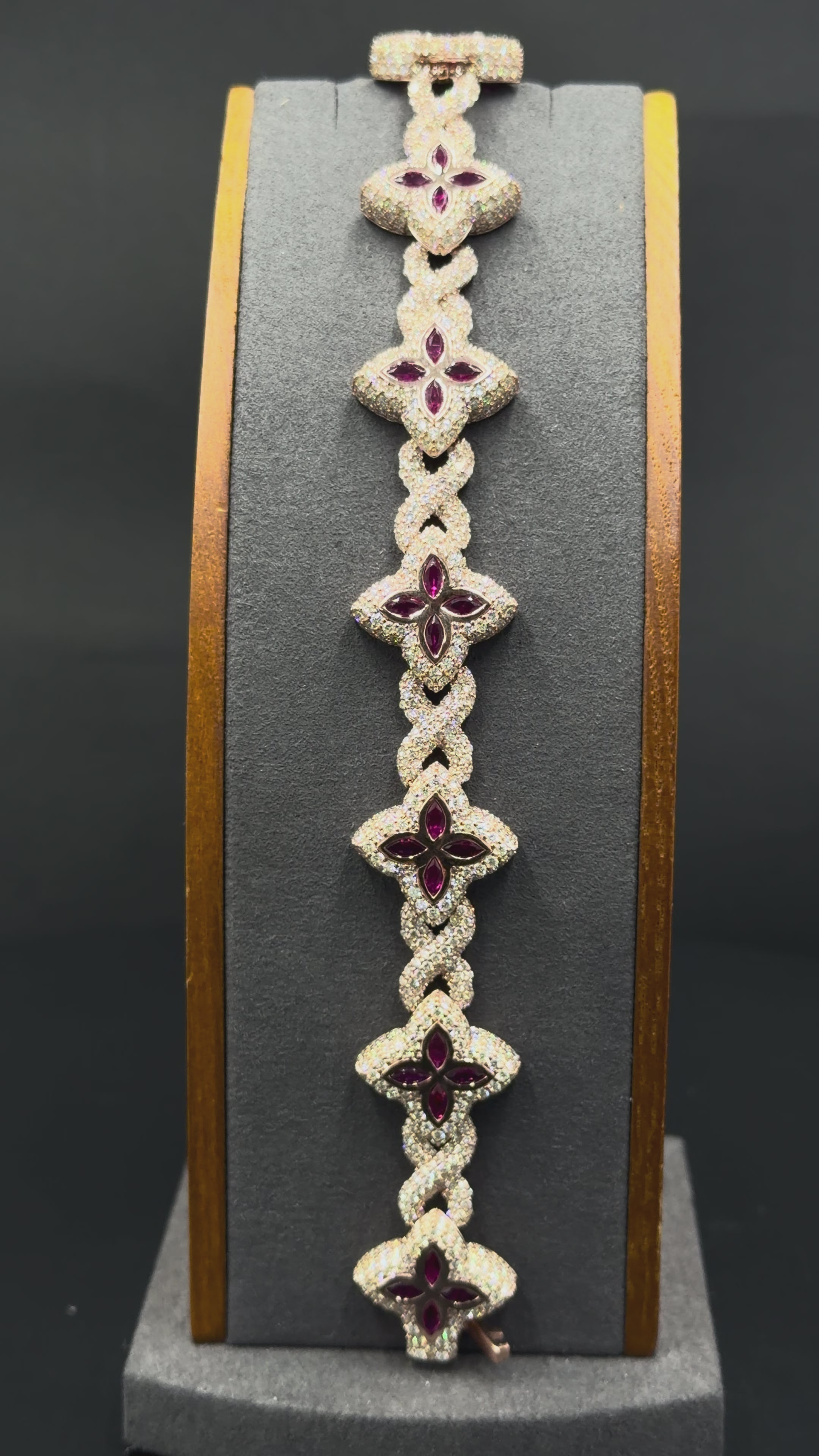 10K rose gold flower link bracelet